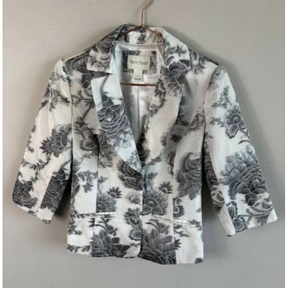 White House Black Market Women’s Floral Print 3/4 Sleeve Blazer Jacket Size 2 - Picture 2 of 11